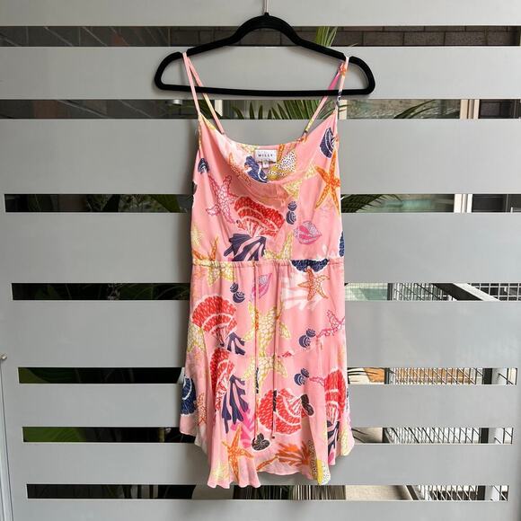 Milly Eva Pink Seashell Cowl Neck Mini Dress Size 2 - Picture 2 of 7